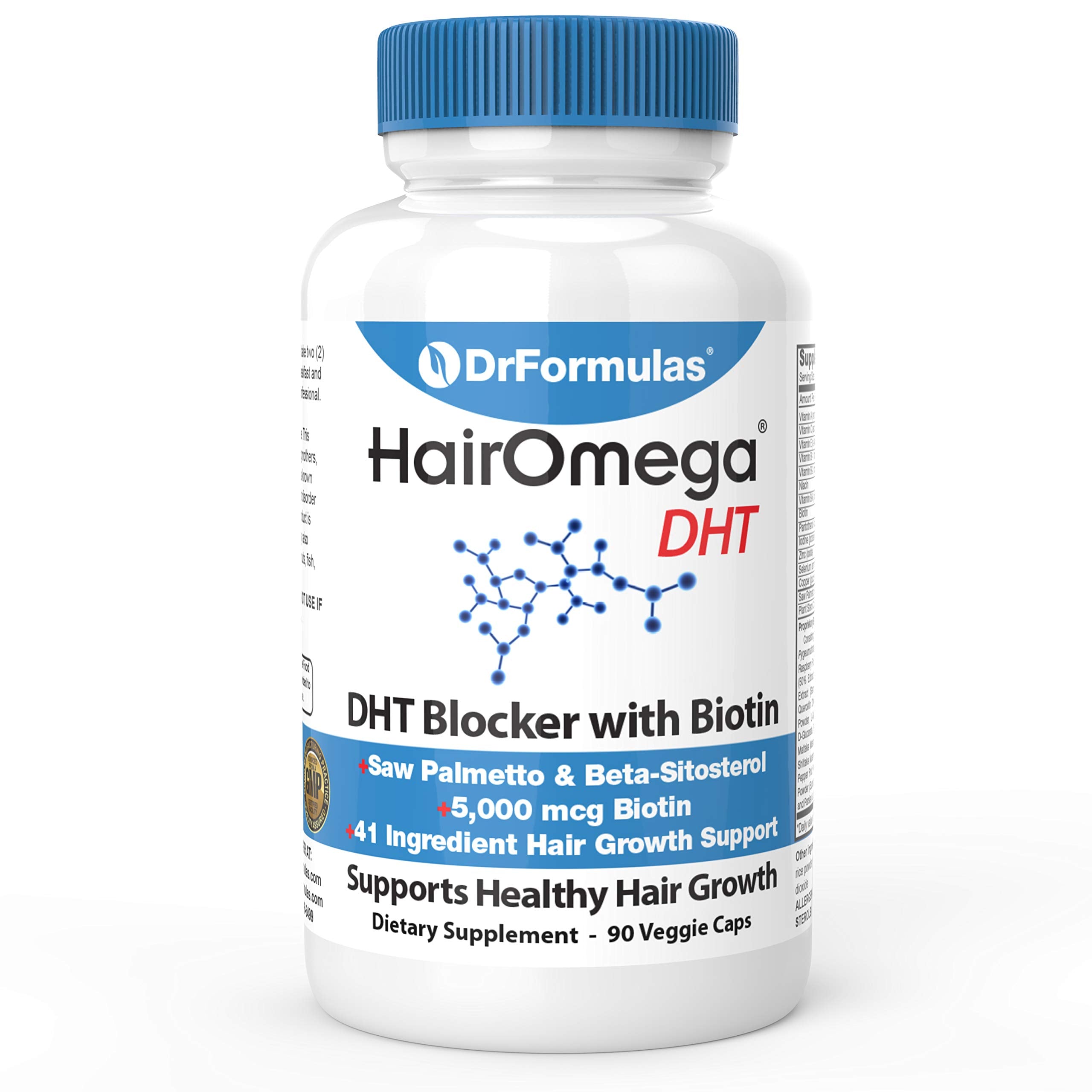 DrFormulas HairOmega DHT Blocker, cápsula suave, posible apoyo a la salud capilar.