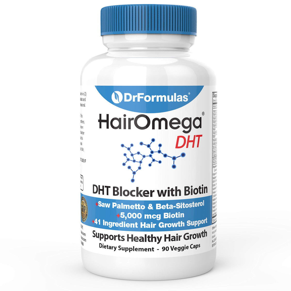 DrFormulas HairOmega DHT Blocker, cápsula suave, posible apoyo a la salud capilar.