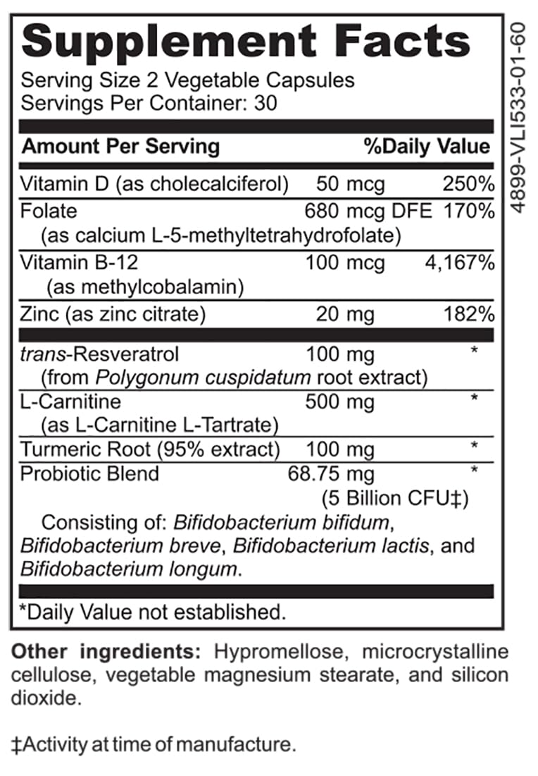Cápsulas de DrFormulas Mood Boost Probiotics listas para consumo diario.