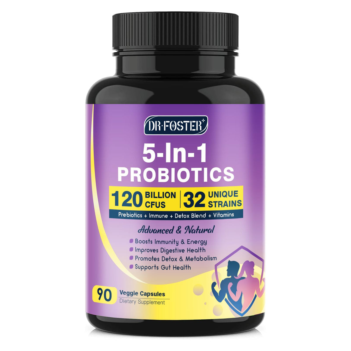 DRFOSTER 5 en 1 Probiotics: soporte diario de salud digestiva.