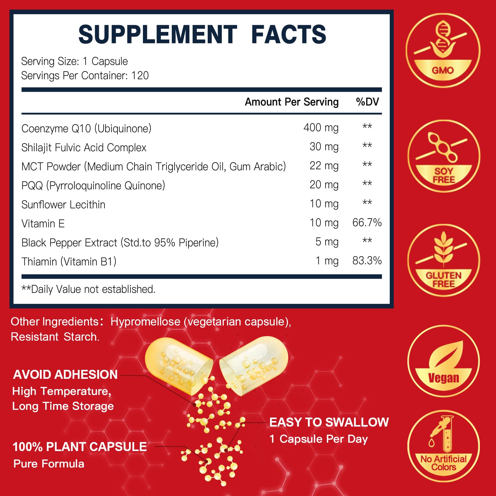 DRFOSTER CoQ10 400mg, cápsulas veganas: apoyo potencial a la función mitocondrial