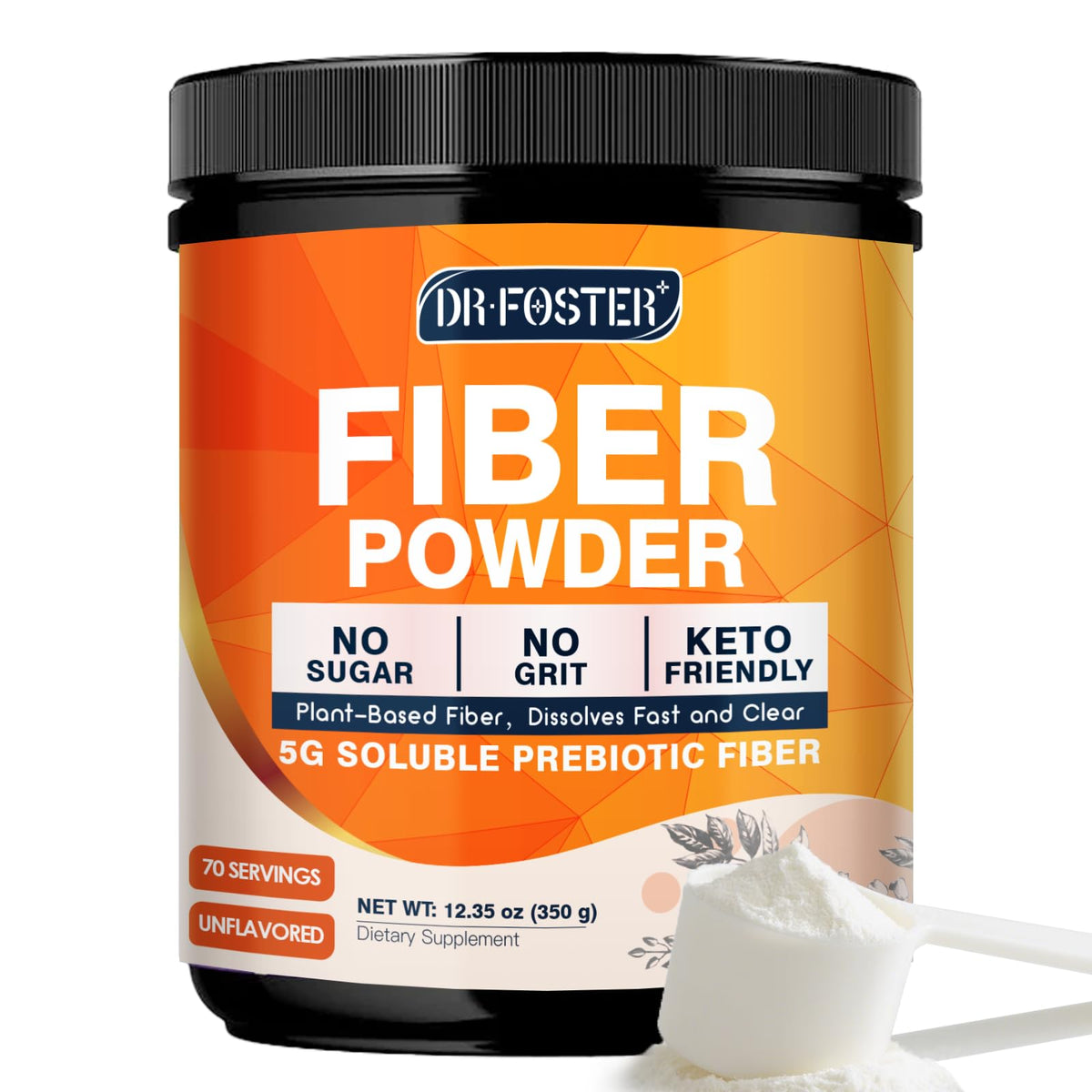 DRFOSTER fibra prebiótica polvo sin sabor para mezclar y apoyar la digestión diaria.