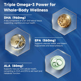 DRFOSTER Omega-3 cápsulas en la mano: textura suave para apoyo diario.