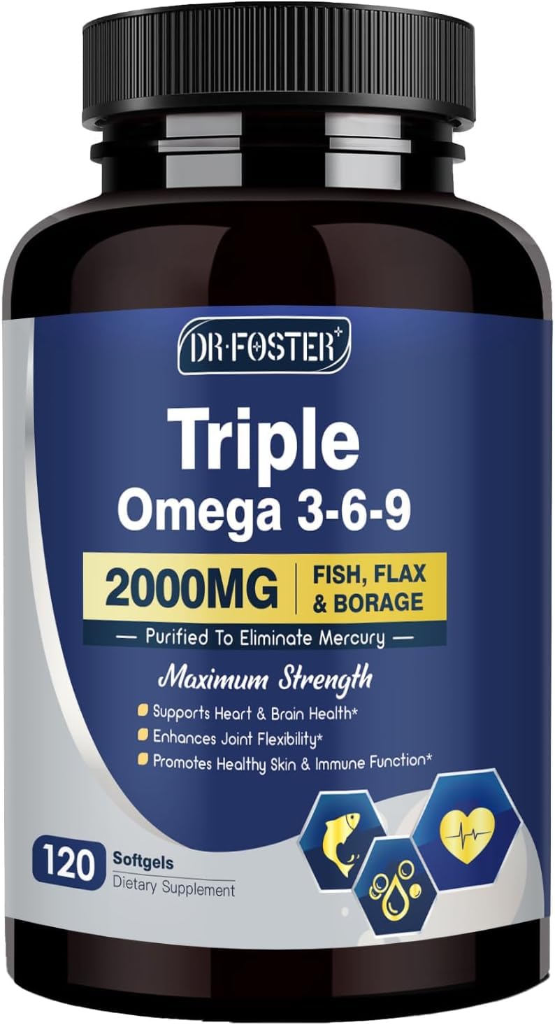 DRFOSTER Omega3-6-9 en bote: soporte diario para corazón y cerebro.