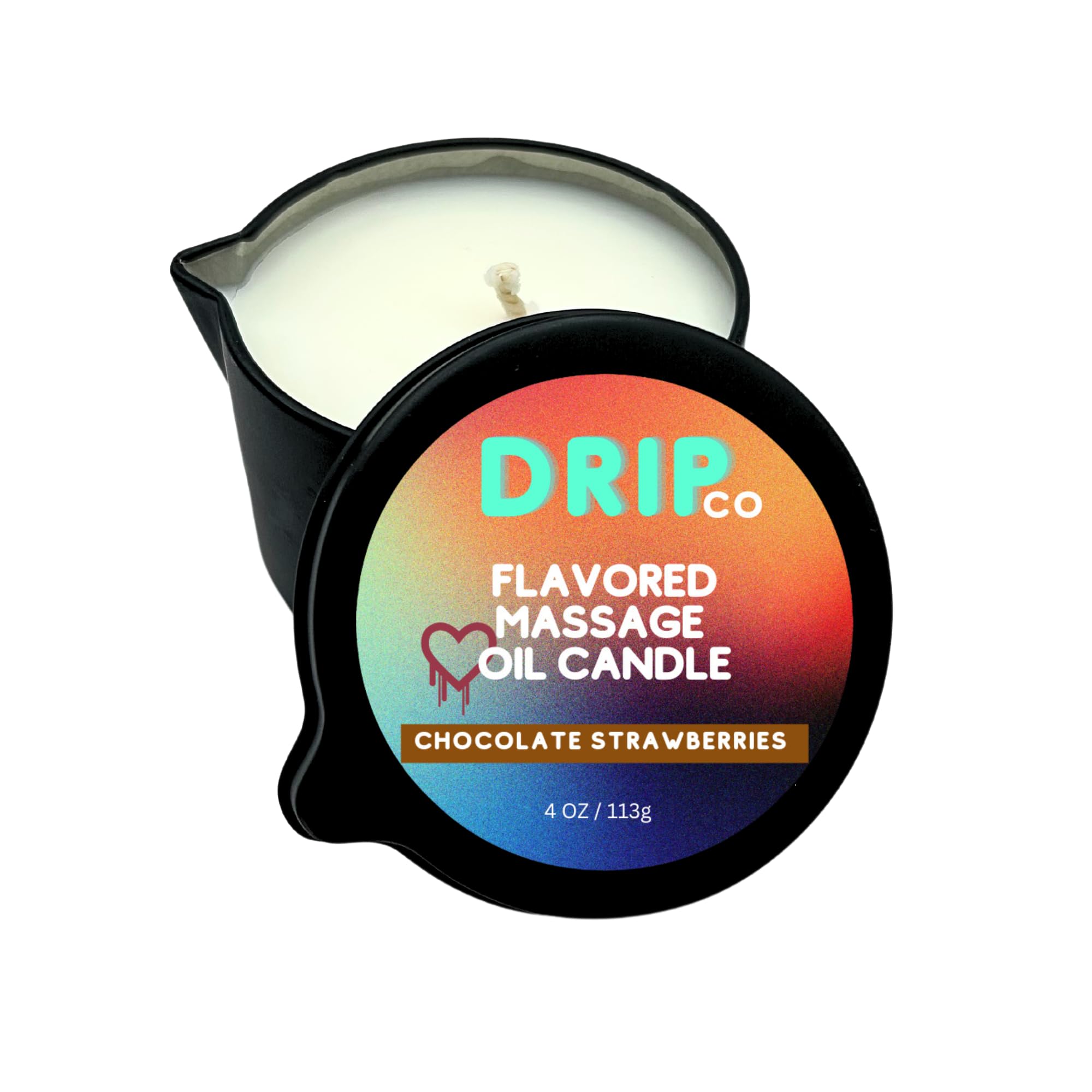 Vela de masaje Drip Co chocolate fresa 4oz para aromaterapia y relajación