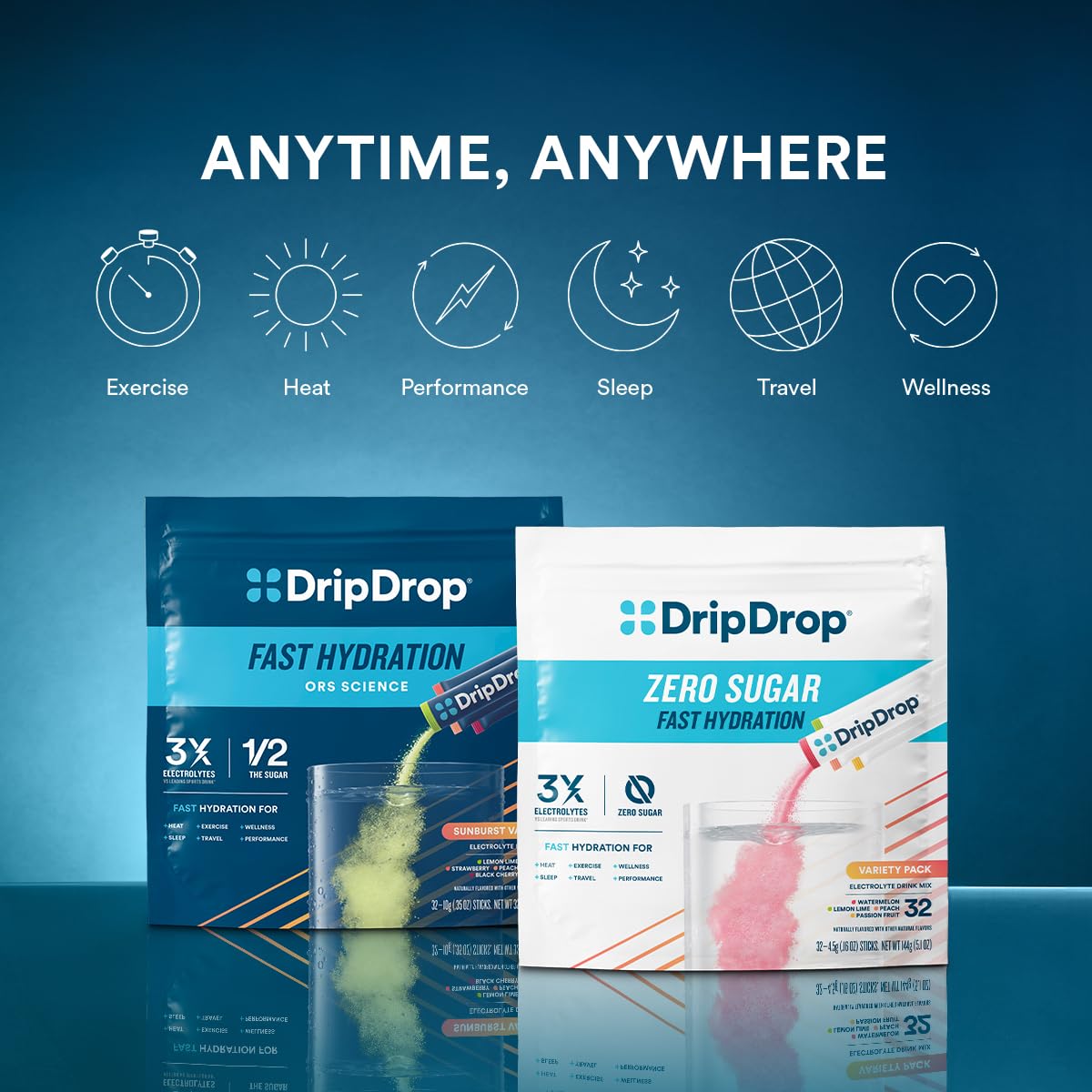 DripDrop bebida hidratante en vaso para deporte al aire libre