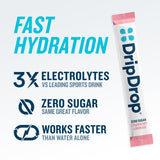 DripDrop empaque porciones para viaje, fácil de transportar y usar.