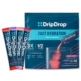 DripDrop Hydration Packets sabor Uva, ideal para entrenamientos y reposo rápido.