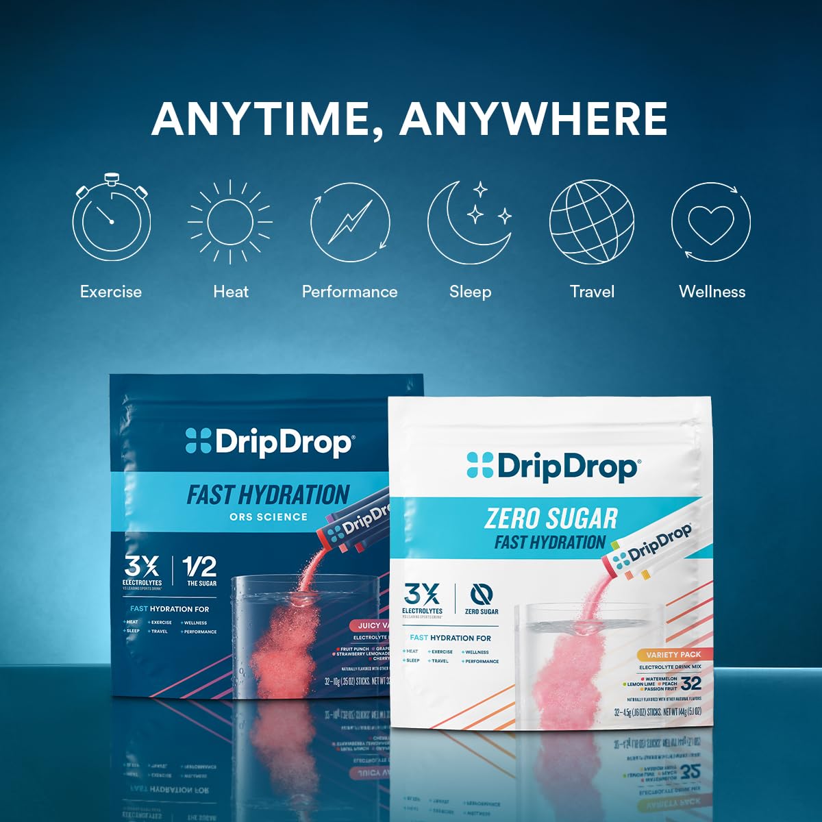 DripDrop sabor tropical favorece hidratación diaria sin azúcar excesiva