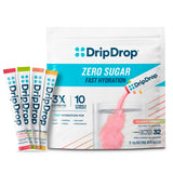 DripDrop Variedad sin azúcar, empaque clásico para hidratación rápida.