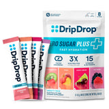 DripDrop Zero Sugar Plus: paquete una porción para hidratación rápida.