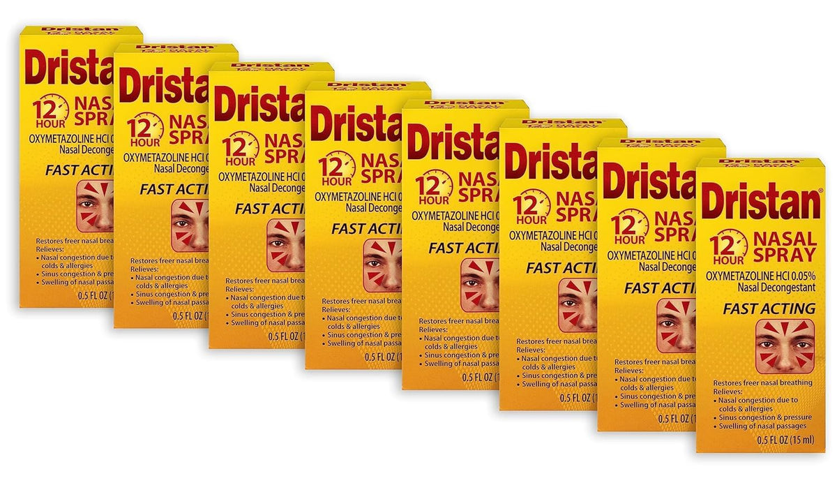 Dristan aerosol nasal de 12 horas, botella, posible alivio temporal de la congestión.