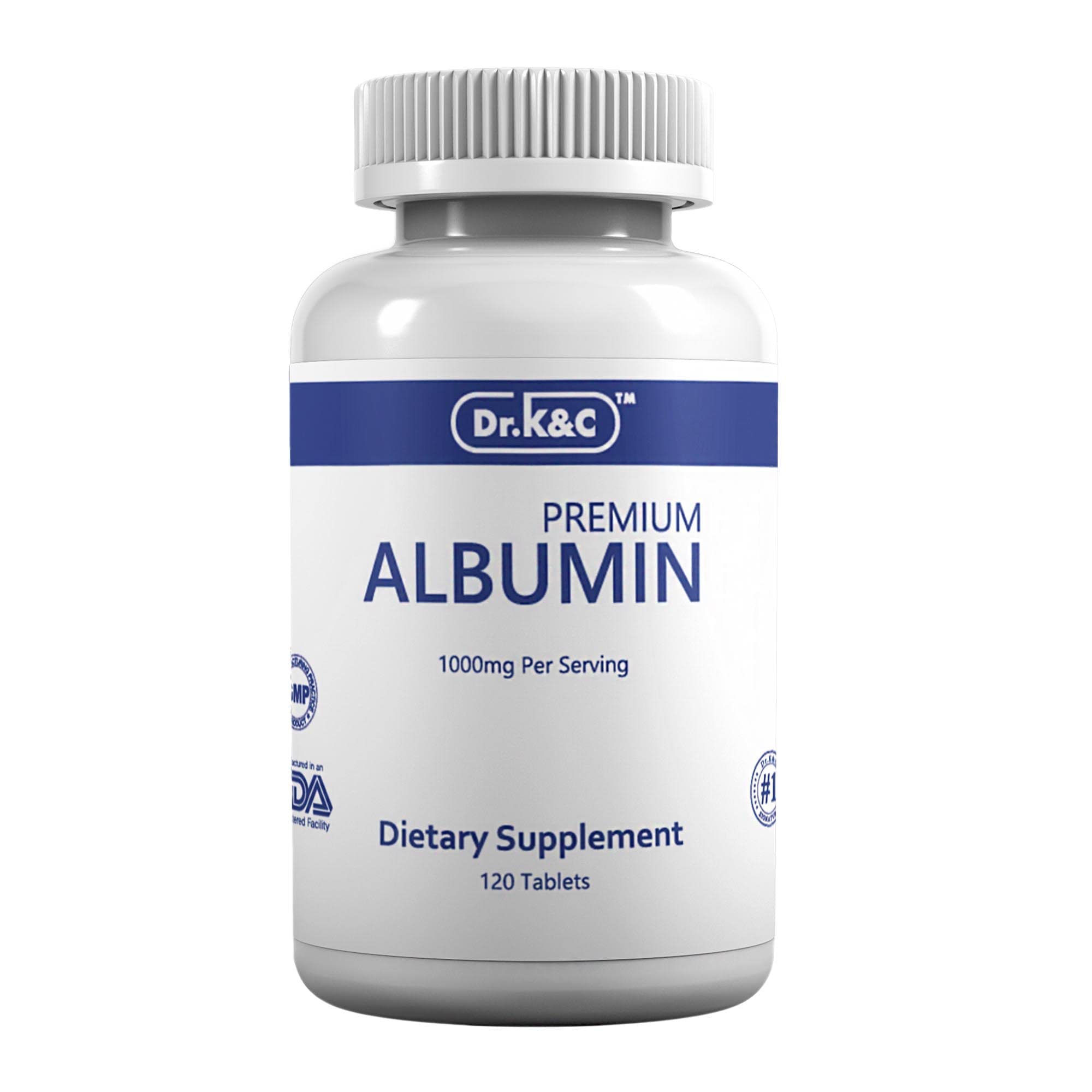 Dr.K&C Albumin: tabletas compactas de 1000 miligramos para ingerir fácilmente.