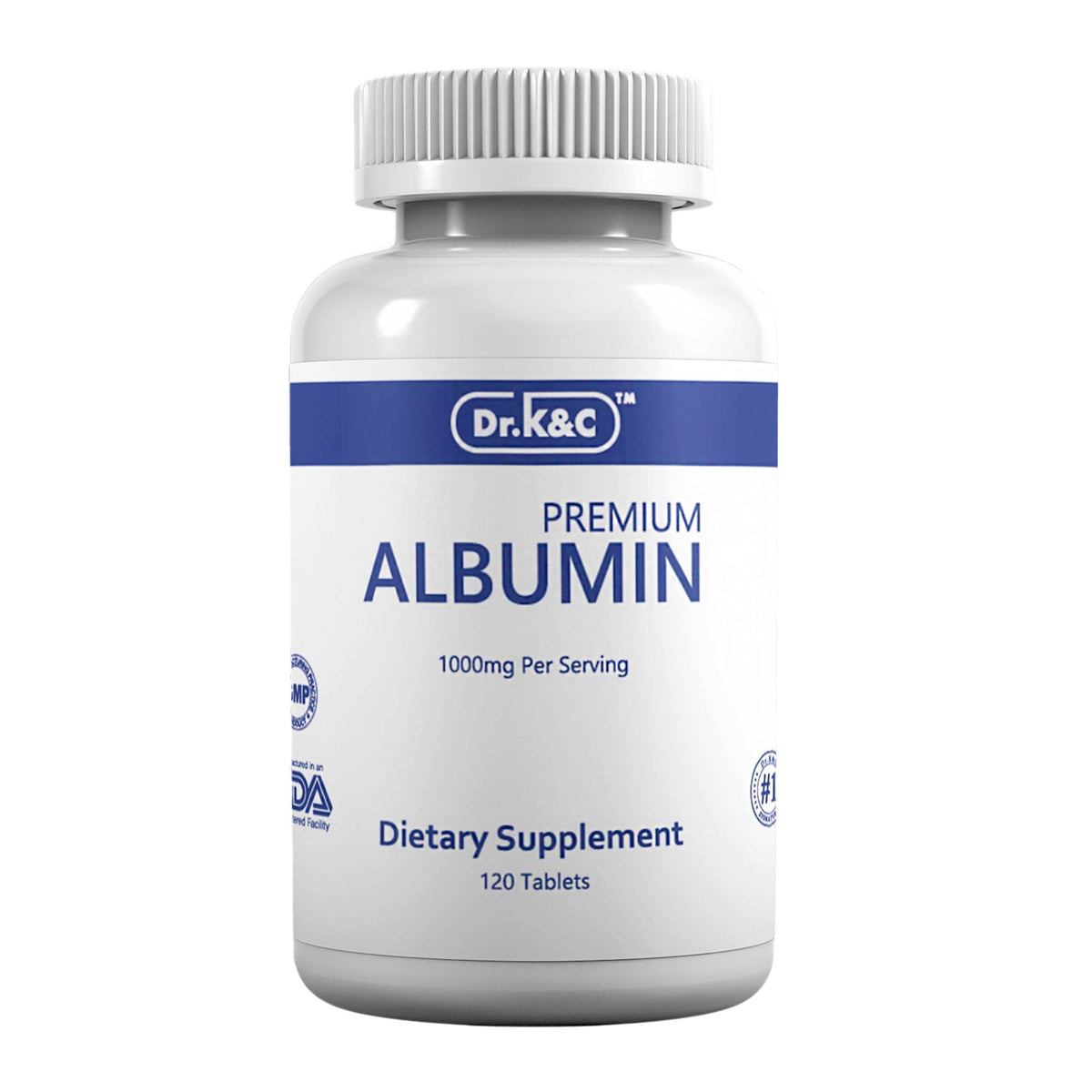 Dr.K&C Albumin: tabletas compactas de 1000 miligramos para ingerir fácilmente.
