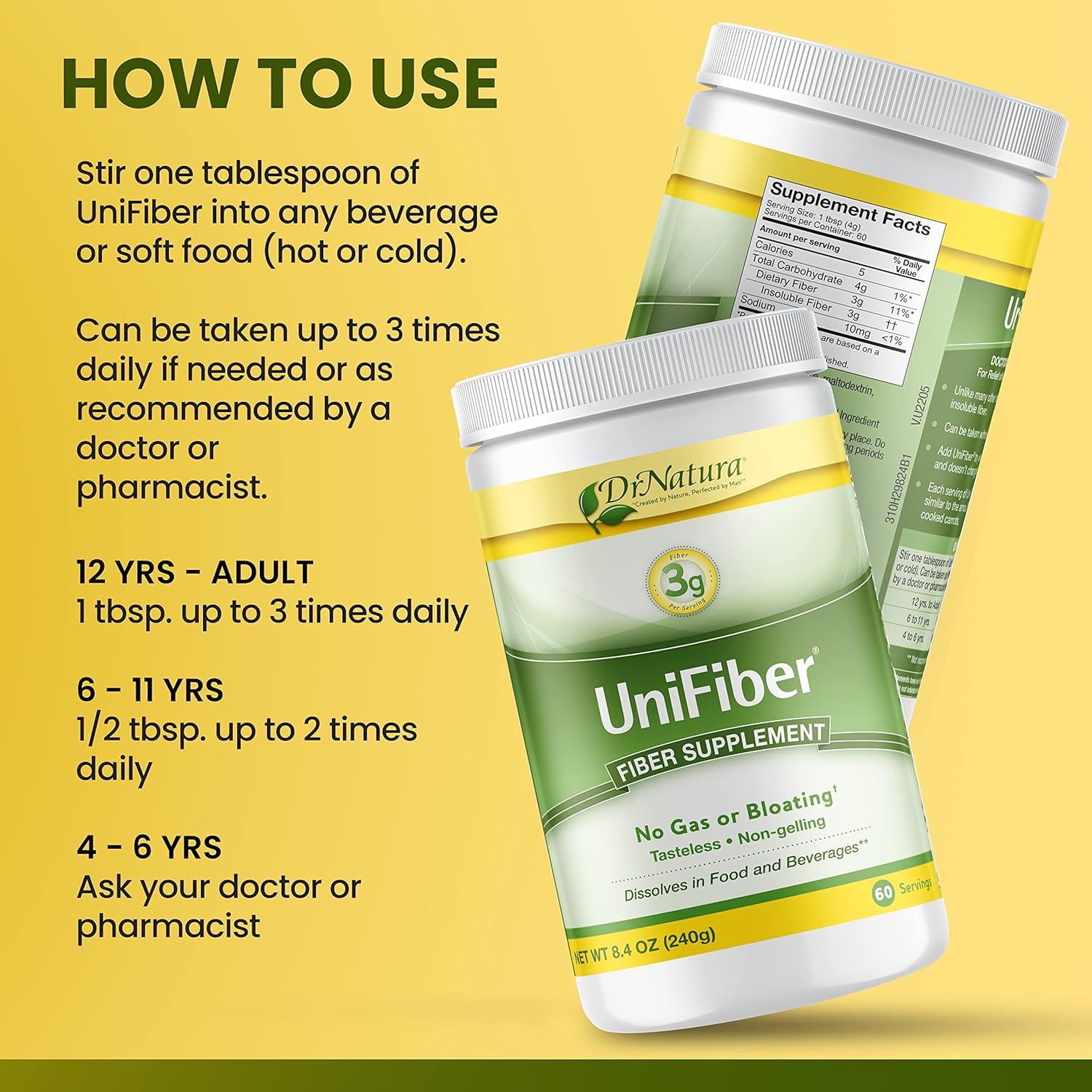 DrNatura Unifiber textura suave para una digestión más suave