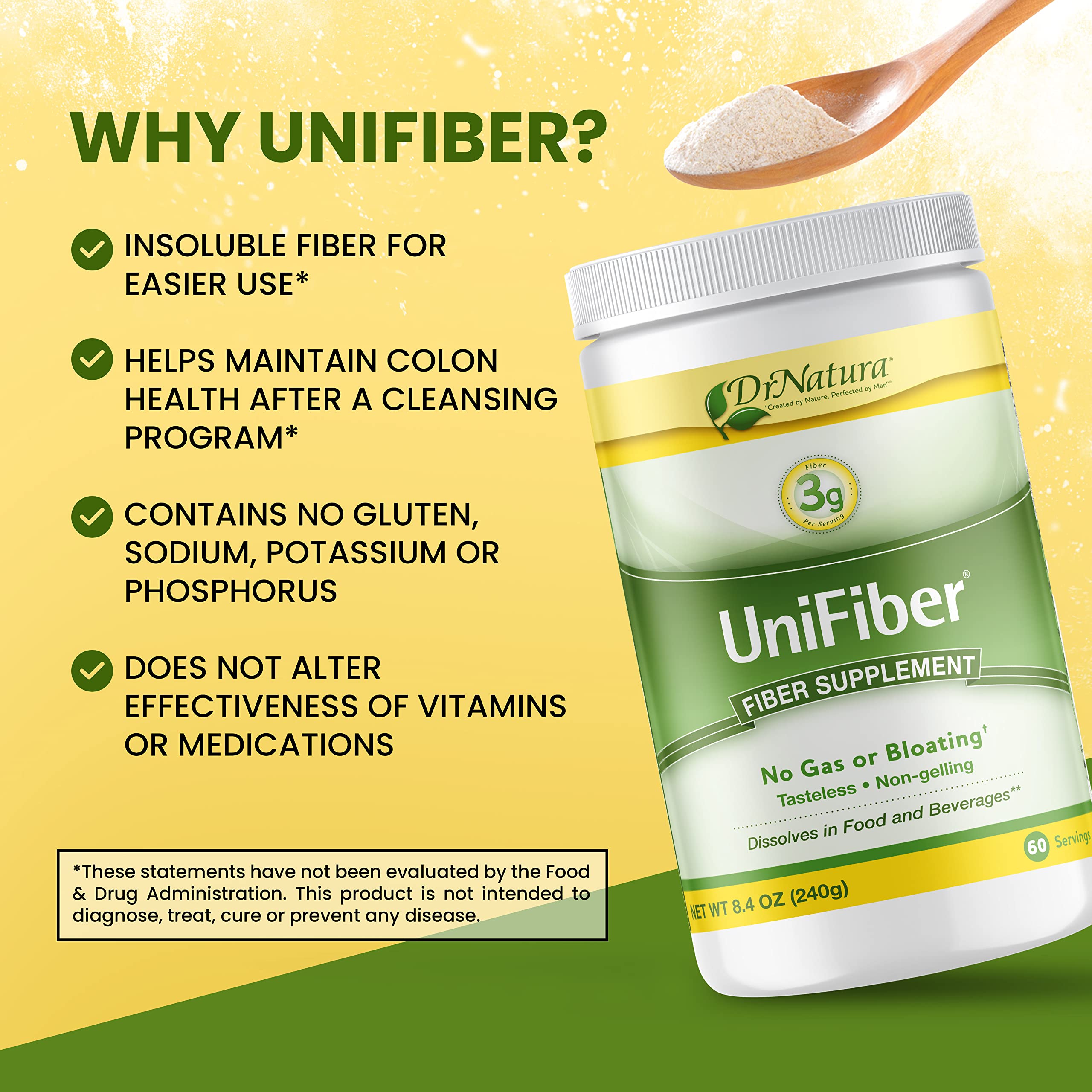 DrNatura Unifiber se mezcla en yogur suave para ingesta agradable.