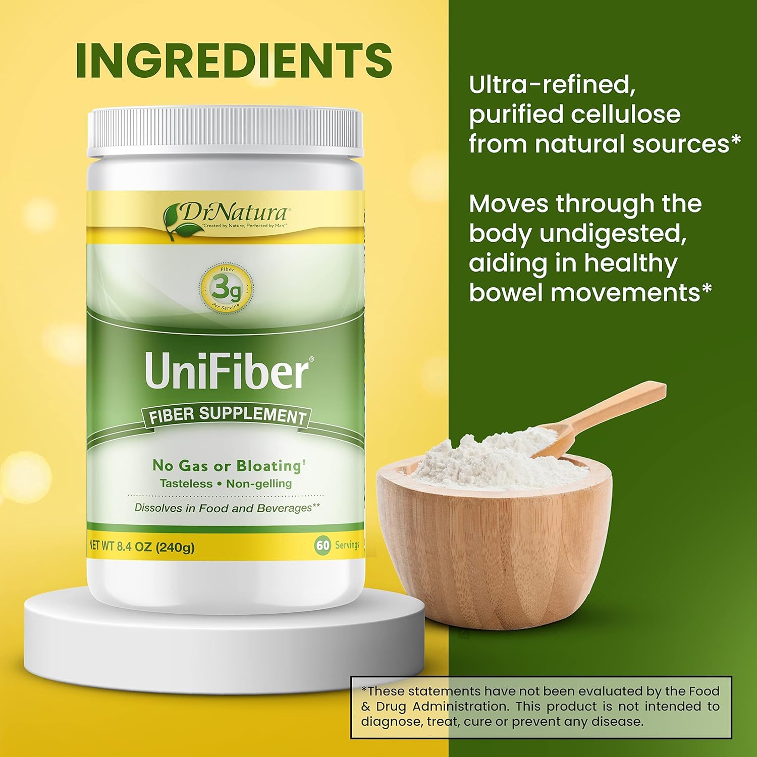 DrNatura Unifiber sin sabor ni olor, cómodo para cualquier bebida