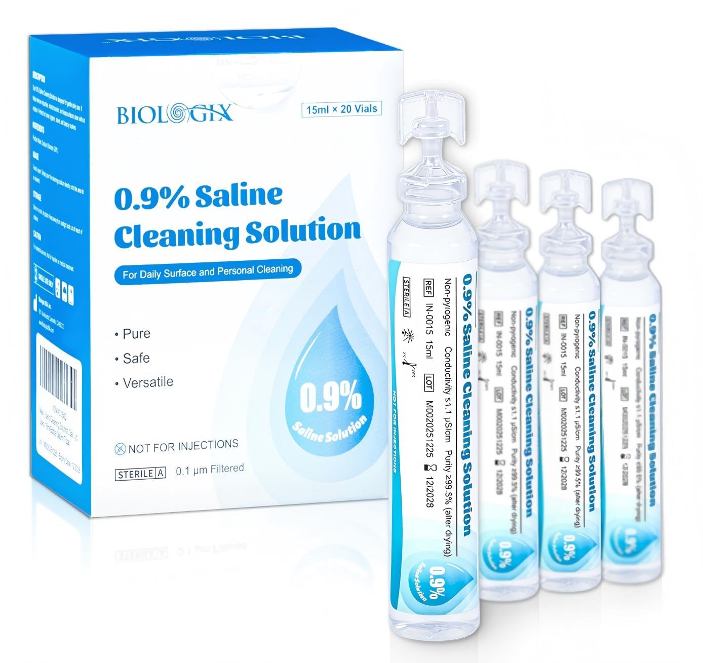 DROSOKING Salina 0,9% 15ml envases: lista para limpieza diaria.