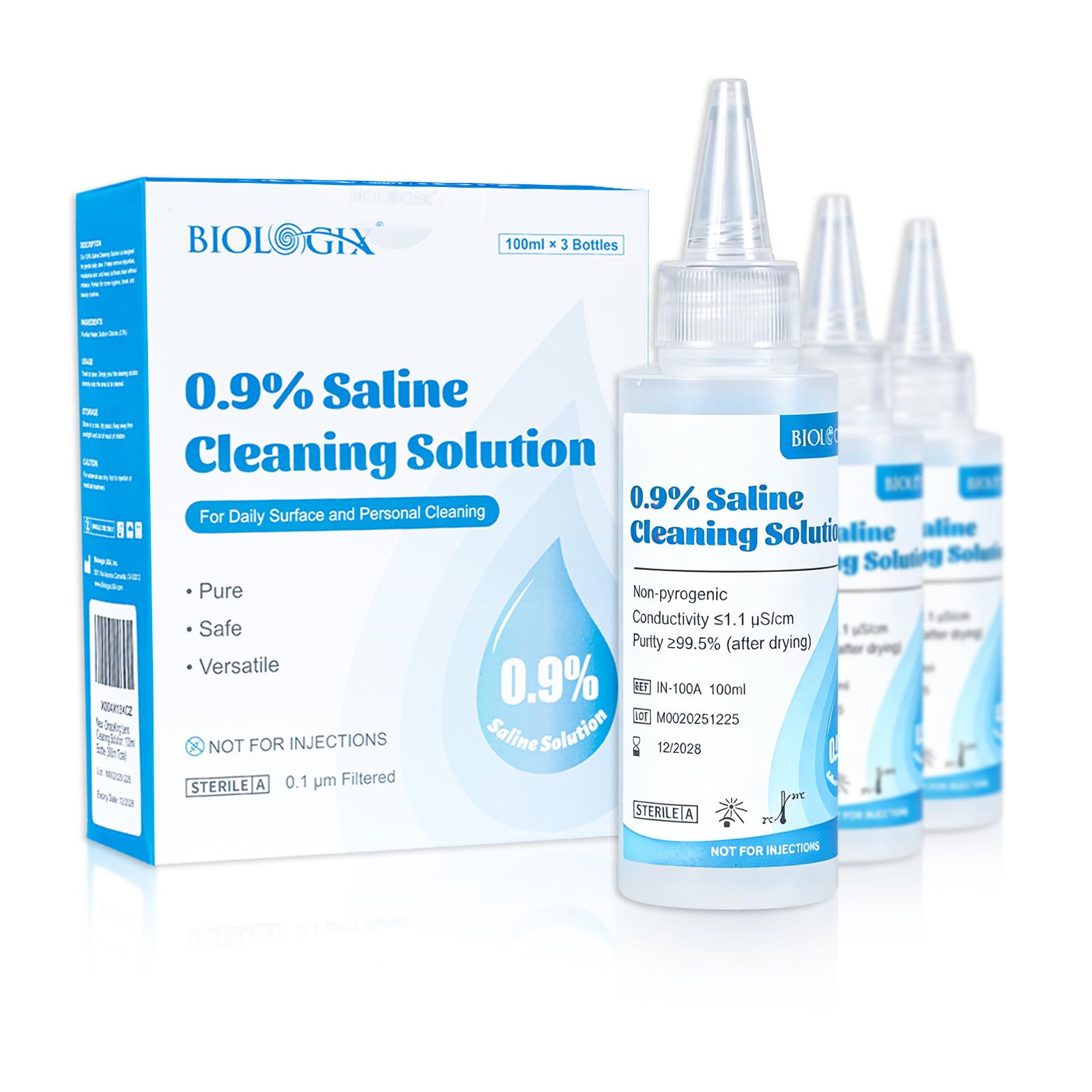 DROSOKING solución salina 0,9% en frascos de 100 ml para limpieza diaria suave.