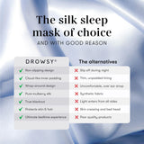 Ajuste elástico seguro en mascarilla Drowsy de seda.