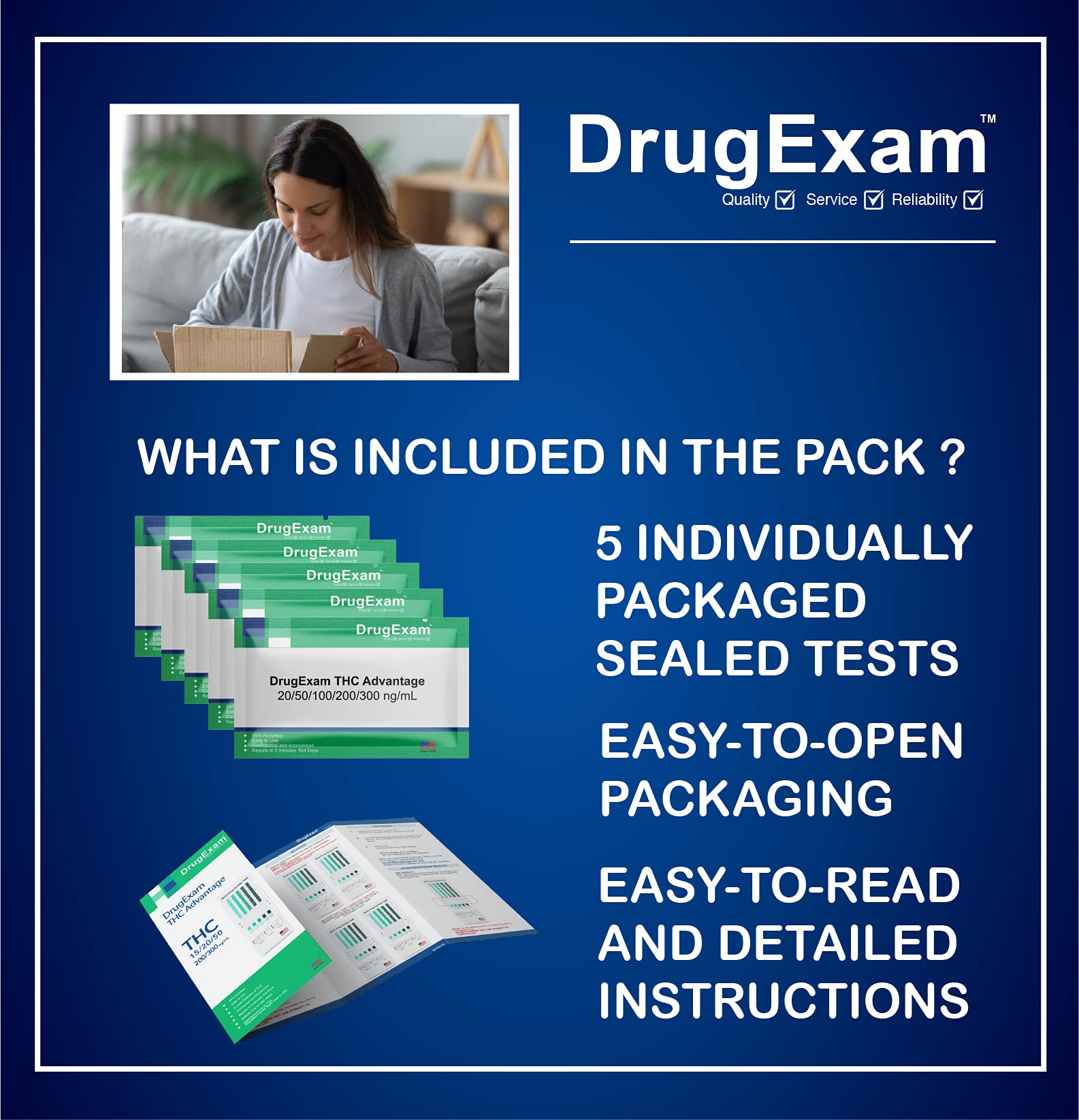 DrugExam detección THC ultra bajo, sensibilidad alta.