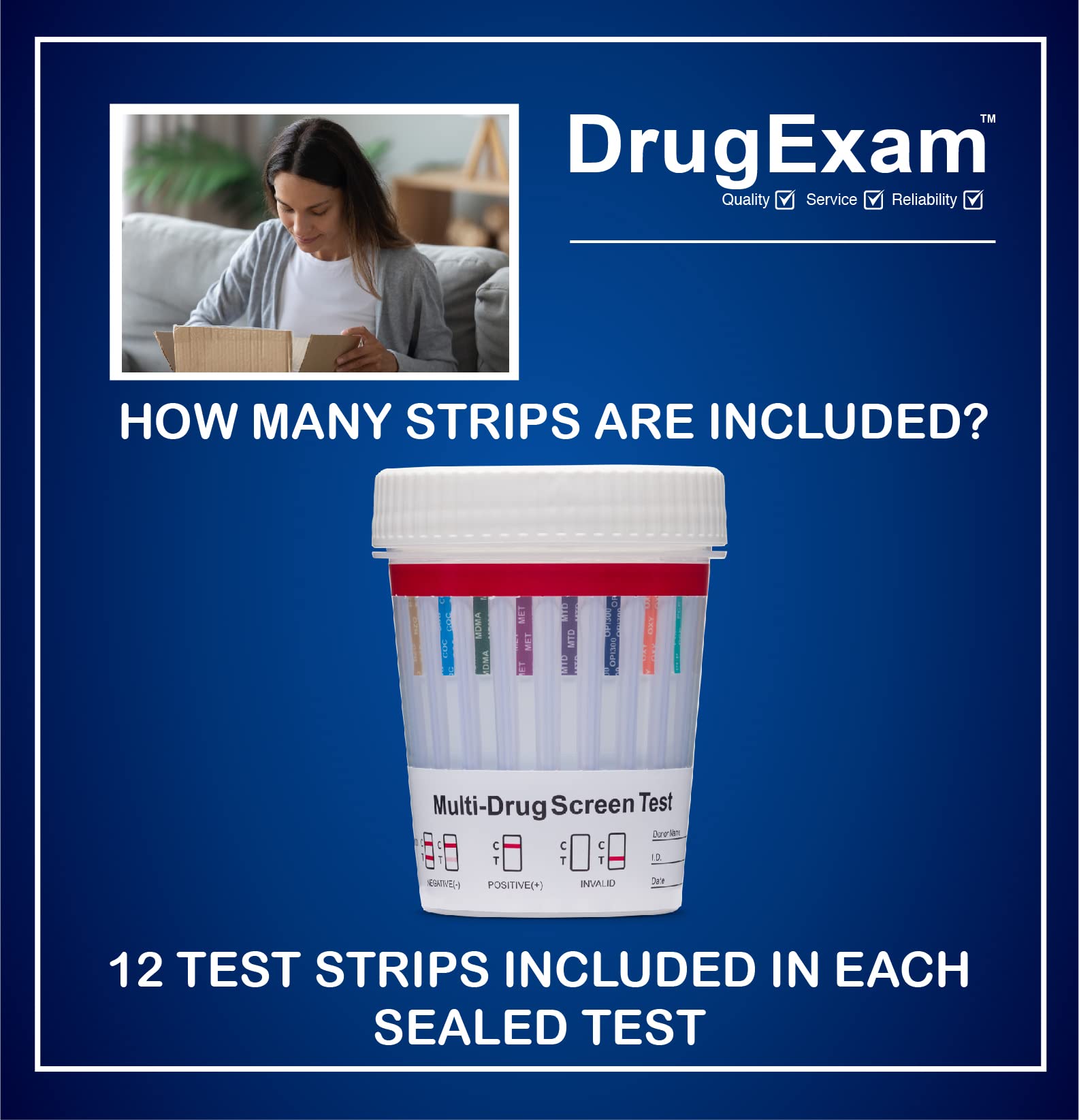 DrugExam empaque individual sellado para cada prueba.