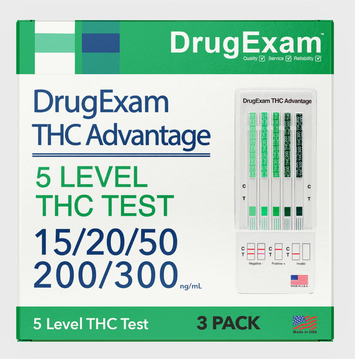 DrugExam prueba multi-drogas 3-paquetes para pruebas rápidas en casa.