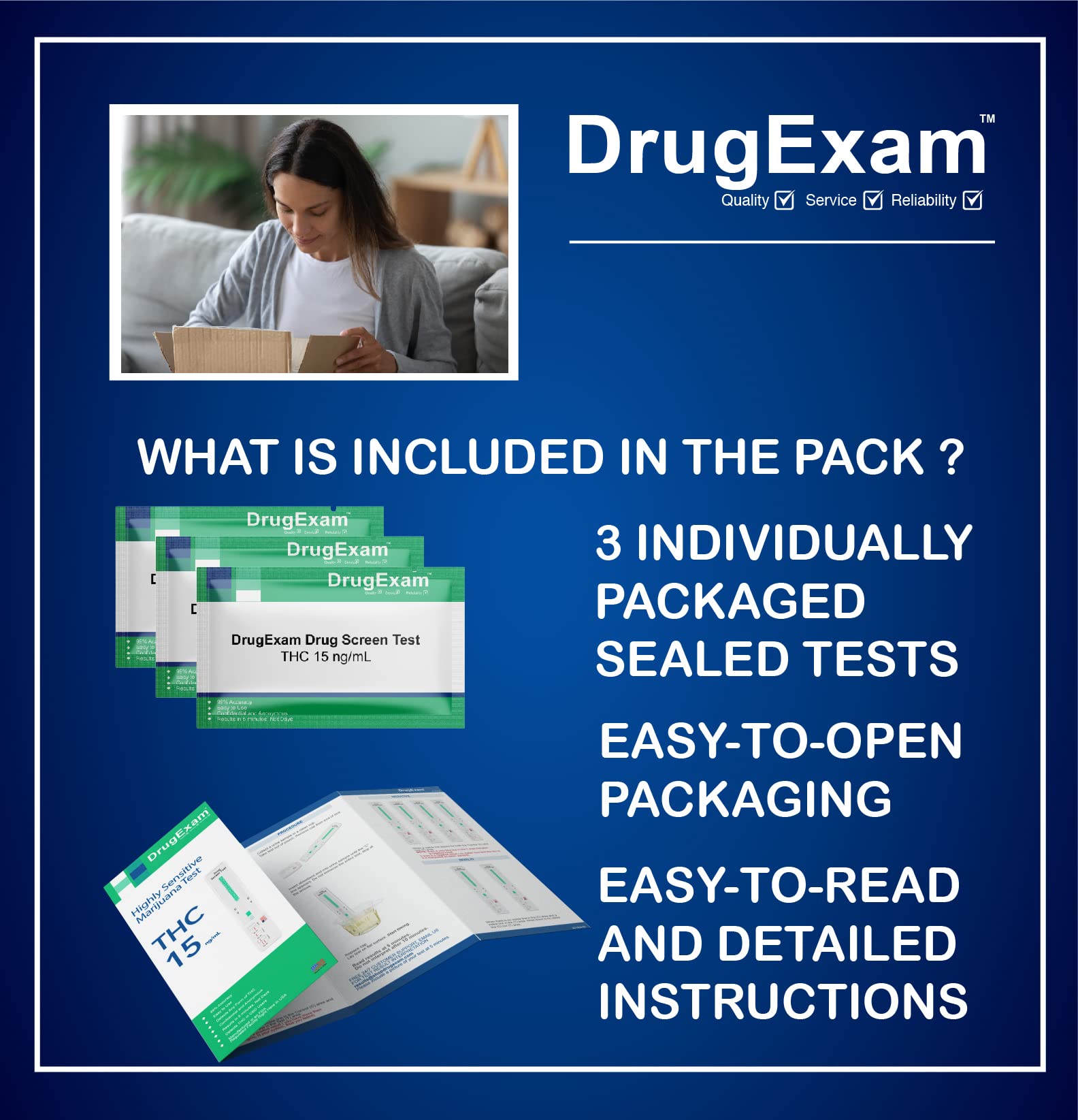 DrugExam resultado doble línea, lectura rápida y confiable