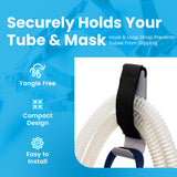 DTLgear soporte CPAP para cabecero: mantiene la manguera elevada para dormir cómodo.