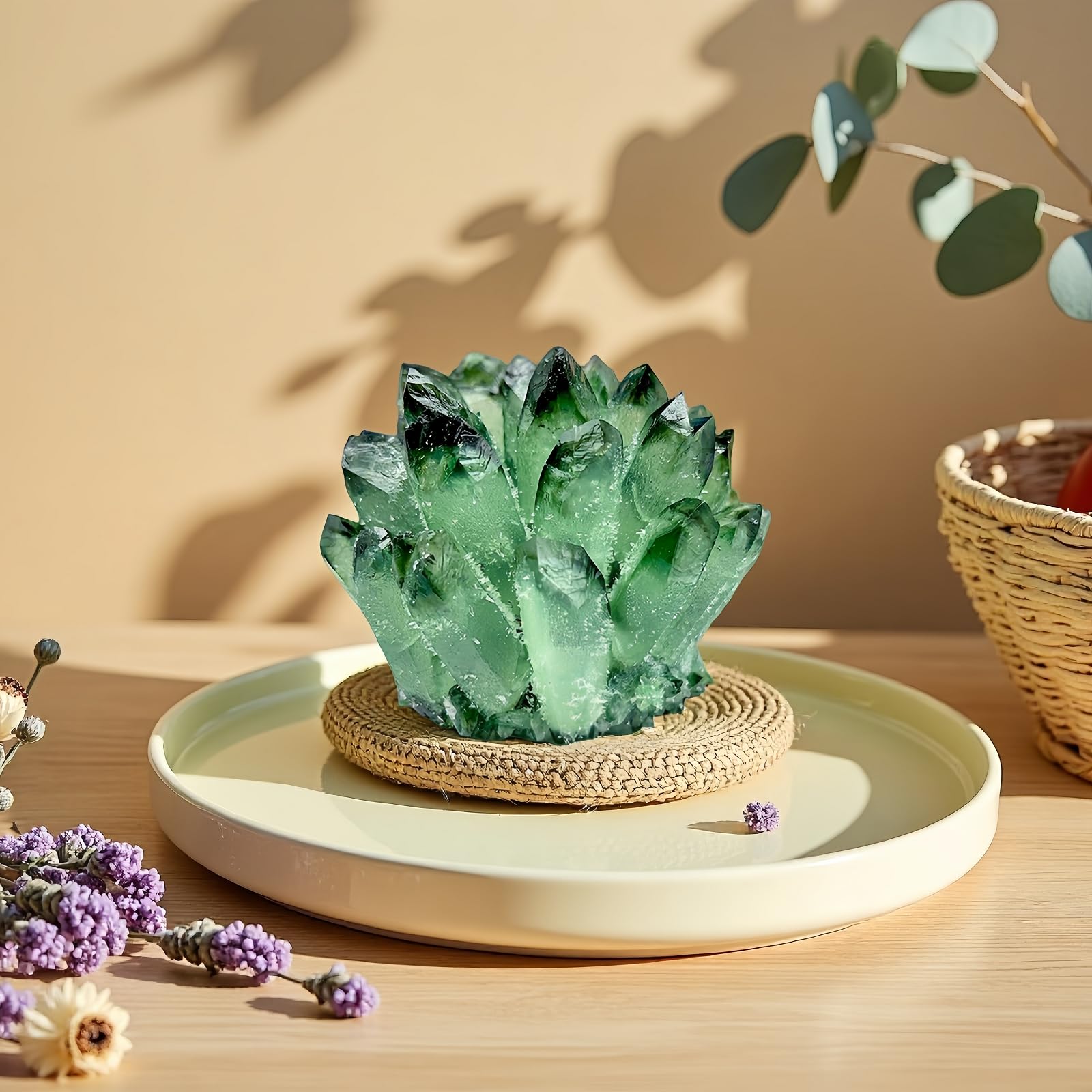 DUKIZA uso para meditación, crea un ambiente calmado con cristal verde.