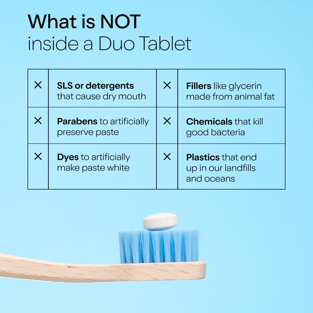 duo tableta dental: libre de SLS para una limpieza suave.
