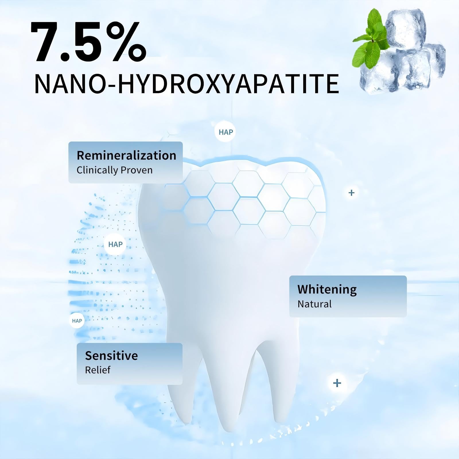 DUOYINTL pasta dental hidroxiapatita 7,5% ayuda a mantener el aliento fresco.