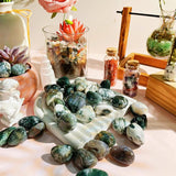 DUQGUHO ágata musgo, decoración para hogar y escritorio con brillo sutil.