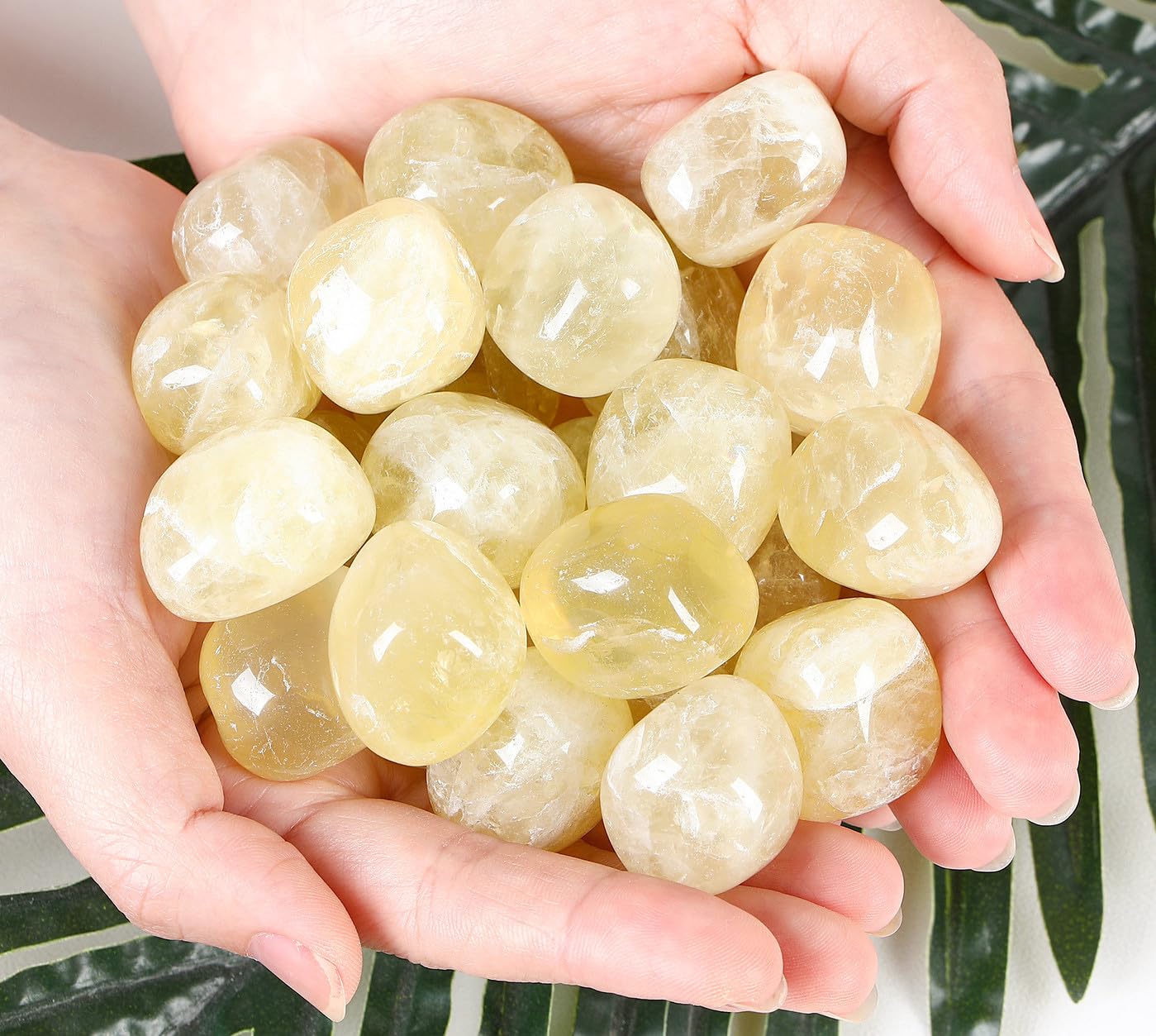 DUQGUHO citrino piedras lisas en mano para meditación y relajación