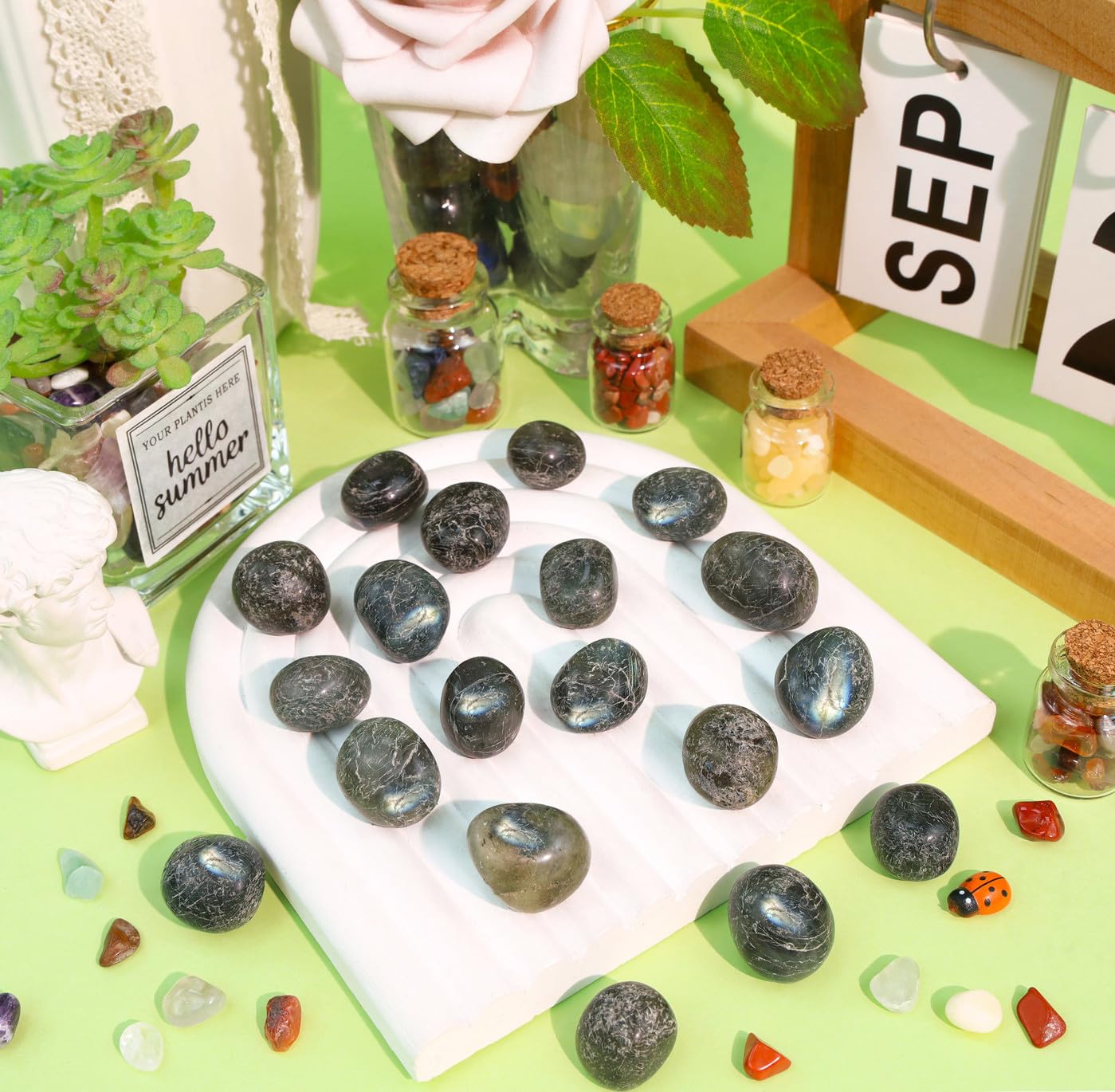 DUQGUHO Labradorita: piedras irregulares pulidas para meditación