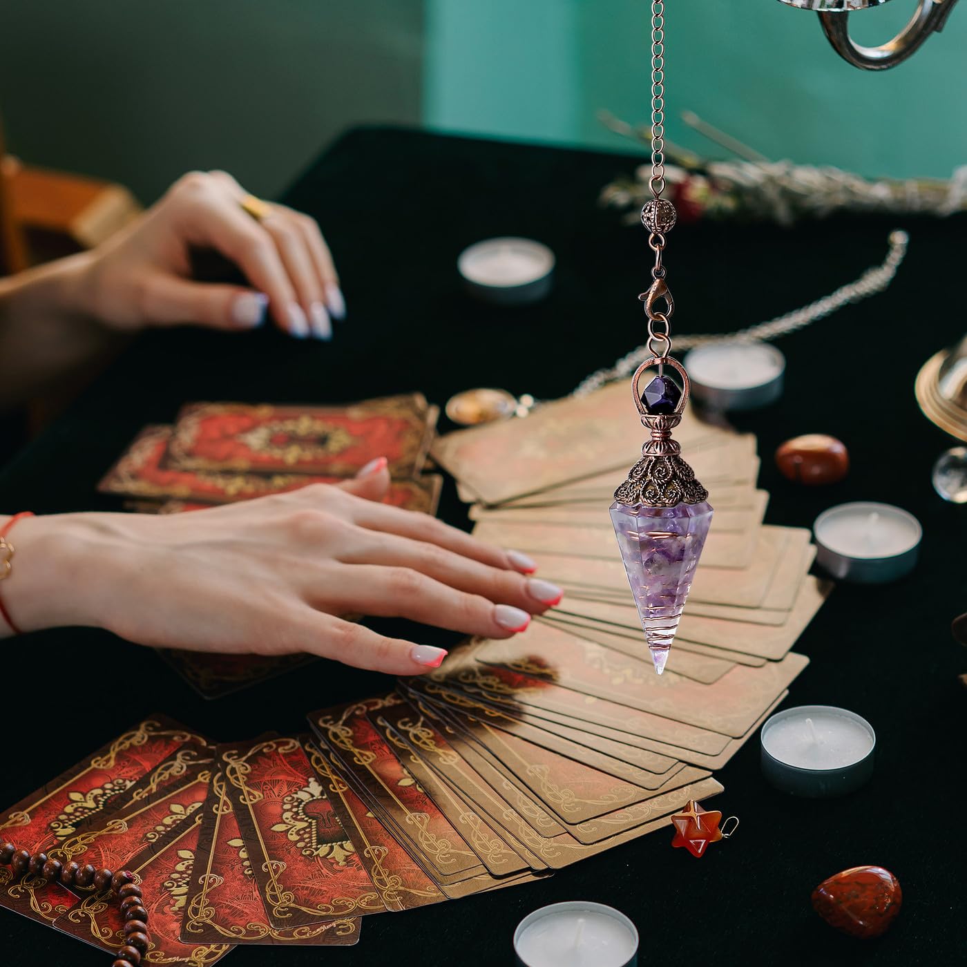DUQGUHO pendulo amatista para divinación, rituales y exploración interior