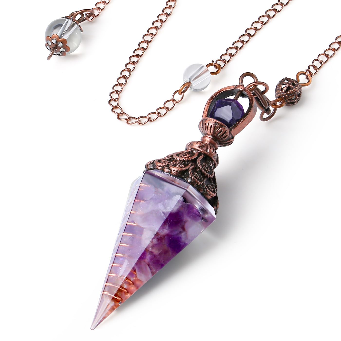 DUQGUHO pendulo cristal amatista hexagonal para divinación y meditación