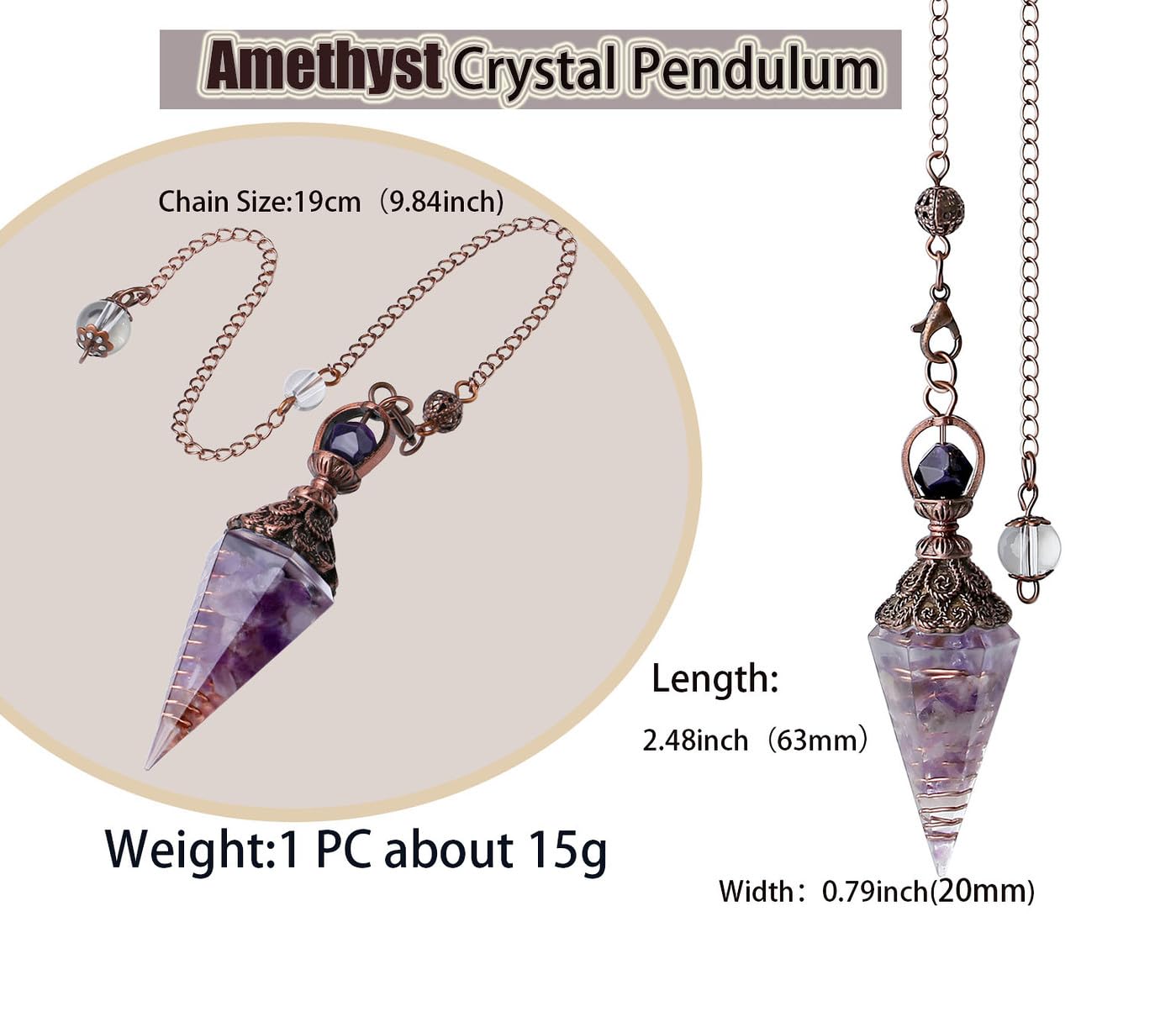 DUQGUHO pendulo cristal amatista para recolectar respuestas intuitivas