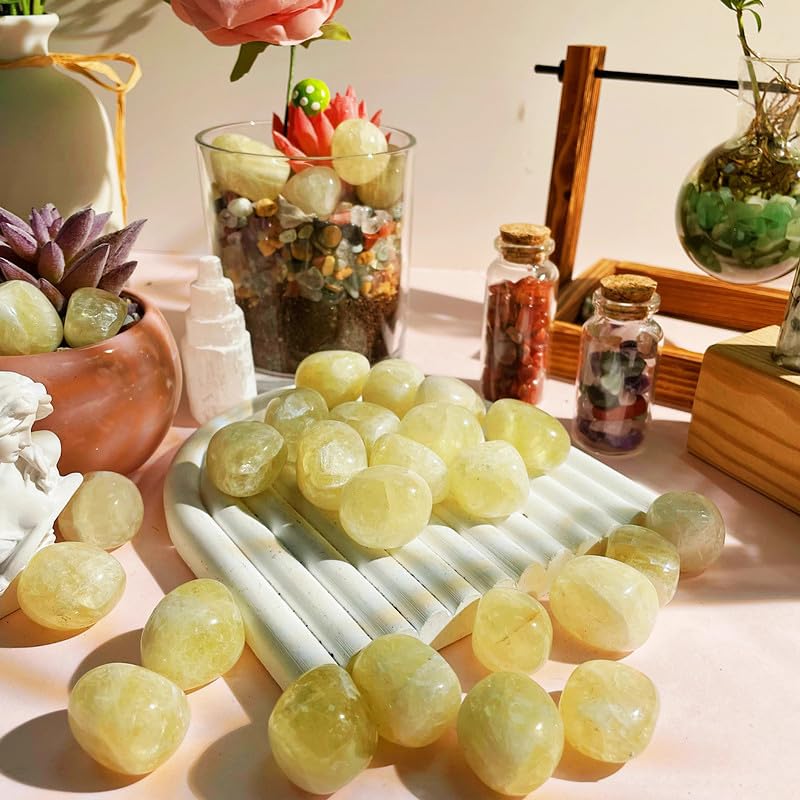 DUQGUHO piedras citrino decorativas para mesa o acuario con brillo natural