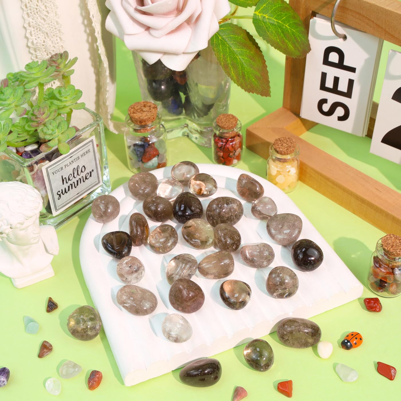 DUQGUHO piedras decorativas de cuarzo ahumado para acentos brillantes.