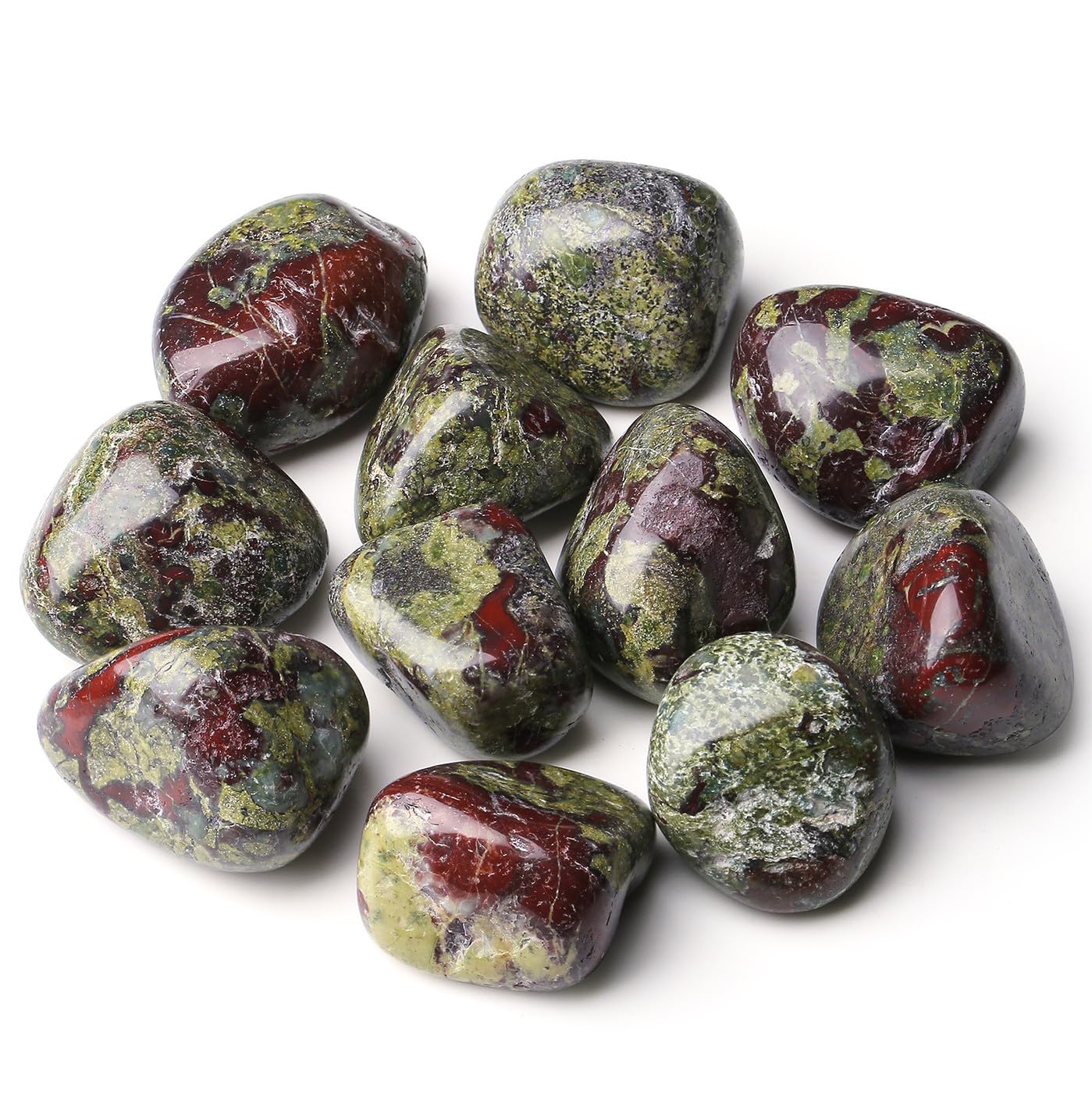 DUQGUHO Piedra Sangre de Dragón pulida para decoración y brillo en la mesa.