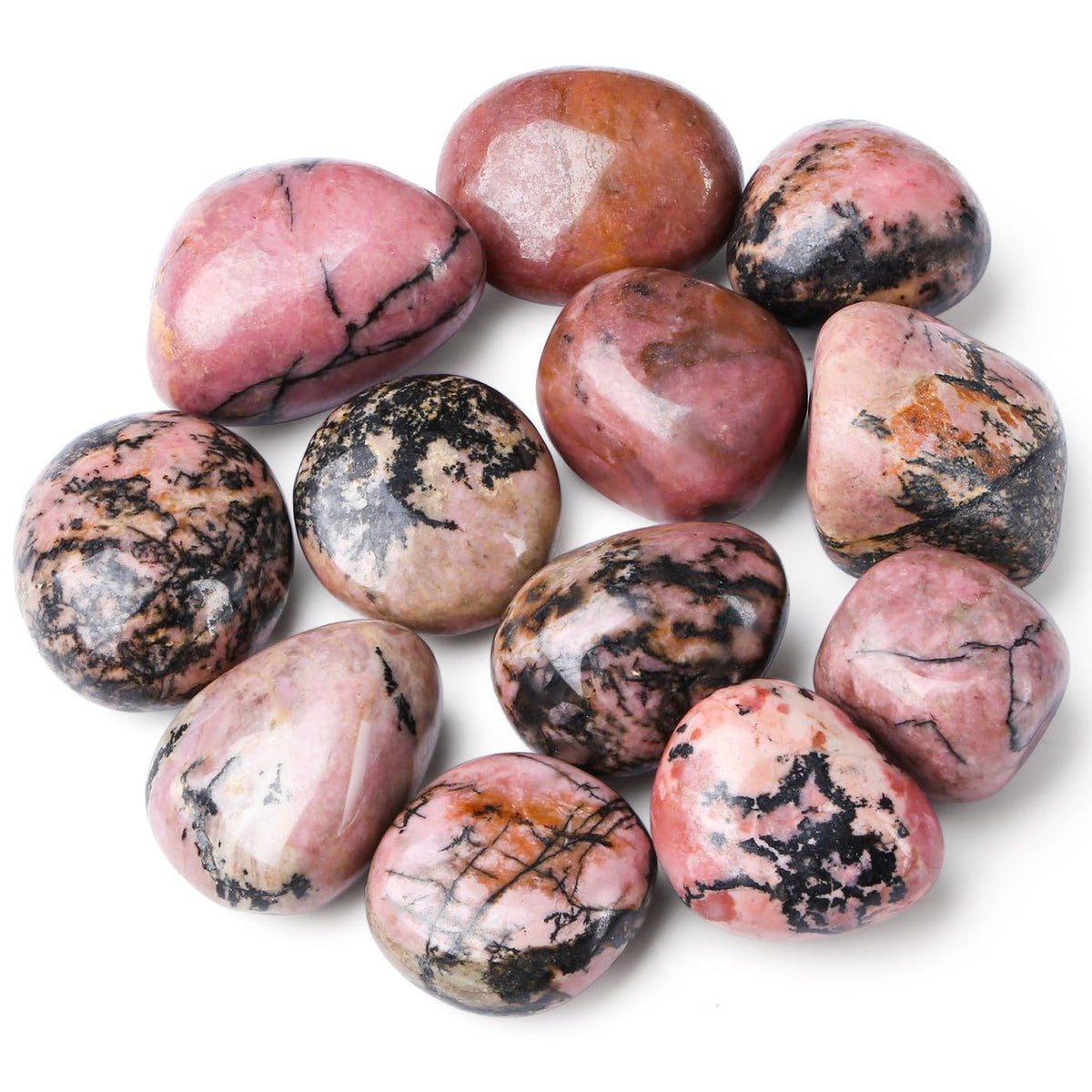 DUQGUHO Rhodonita: piedras cristal irregulares para decoración y brillo en la mesa.