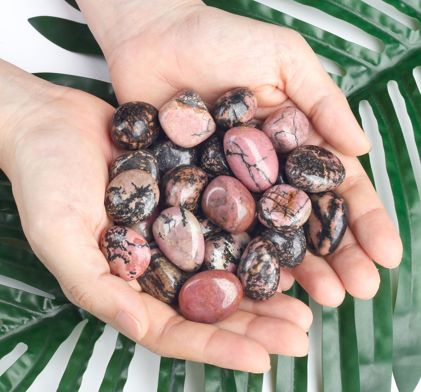 DUQGUHO Rhodonita: piedras decorativas brillantes para acentos naturales en terrarios.