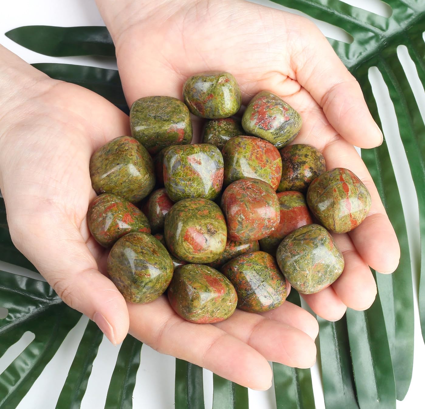 DUQGUHO Unakite: piedras para aromaterapia o grids de cristal