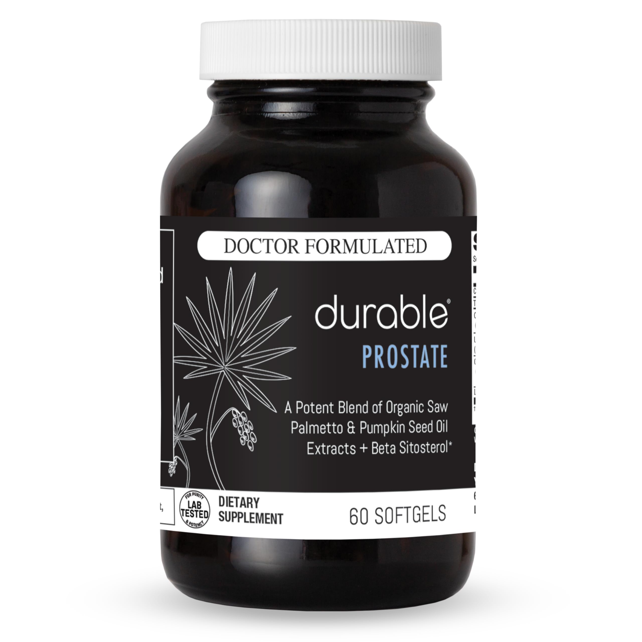 Próstata Durable: cápsula con extracto de palmetto orgánico para apoyar el flujo urinario