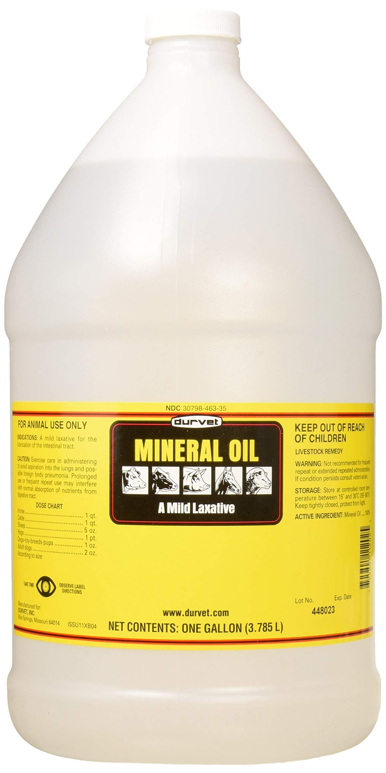 Durvet aceite mineral laxante para ganado, lubricación suave del tracto intestinal.