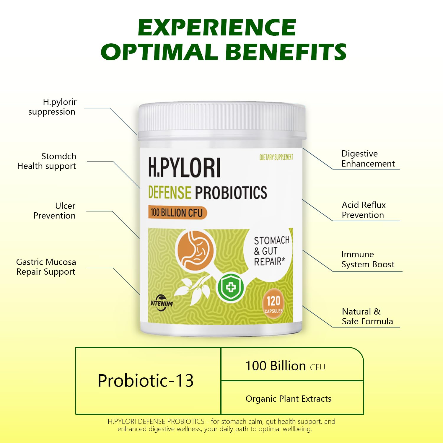 DUTYDiAG Helicobacter pylori Defense: botella con 120 cápsulas para uso prolongado.