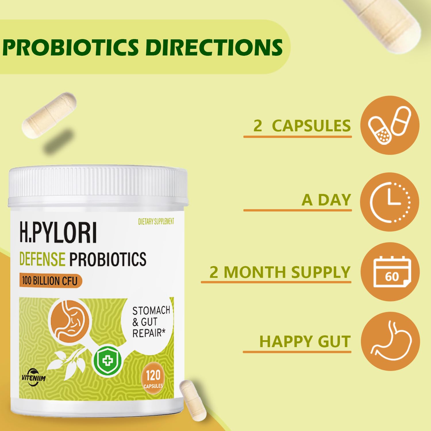 DUTYDiAG Helicobacter pylori Defense: etiqueta frontal que resalta ingredientes naturales.