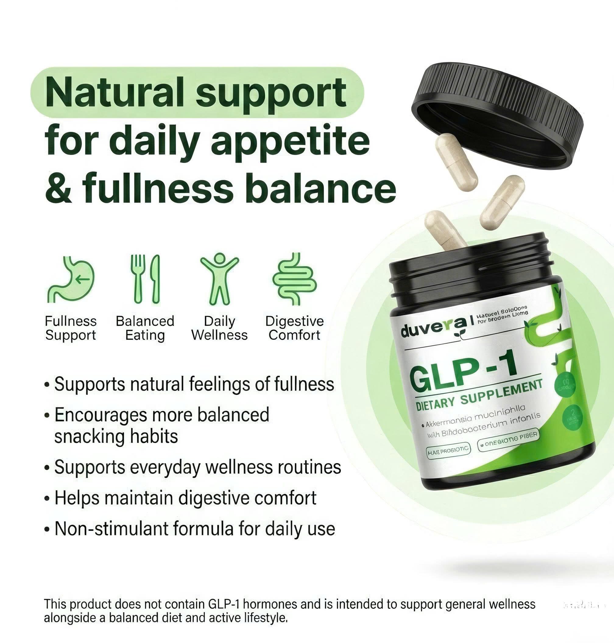 Cápsulas de duvera Akkermansia Probiotic GLP-1 para apoyo metabólico y saciedad