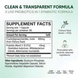 Etiqueta del producto duvera Akkermansia Probiotic GLP-1 destacando pureza e información
